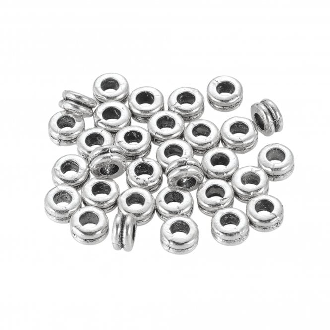 Tibetan Style Beads Tyre 5x4mm - Antique Silver Plated - 20pcs
