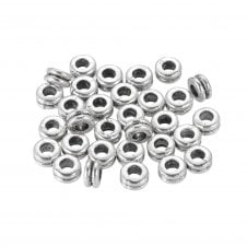 Tibetan Style Beads Tyre 5x4mm - Antique Silver Plated - 20pcs