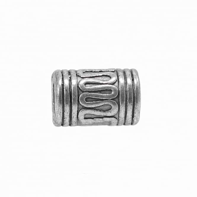 Tibetan Style Beads Wave Patterned Tube 10x7mm - Antique Silver Plated - 10pk