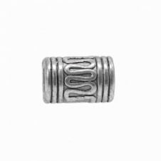 Tibetan Style Beads Wave Patterned Tube 10x7mm - Antique Silver Plated - 10pk