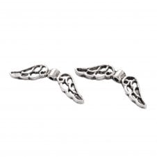 Tibetan Style Beads Wings 21x6mm - Antique Silver Plated - 10pcs