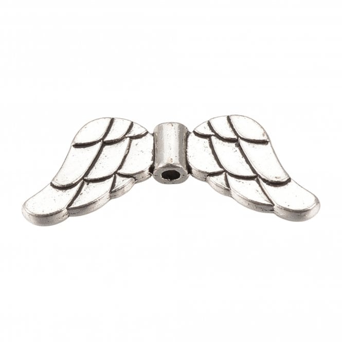 Tibetan Style Beads Wings 29x11mm - Antique Silver Plated - 5pcs