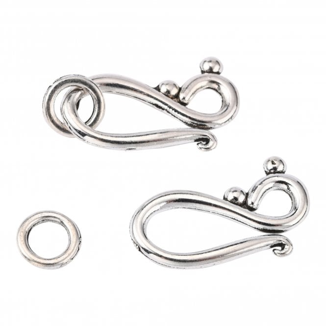 Tibetan Style Hook and Eye Clasp 12x20mm – Antique Silver Colour – 5pcs
