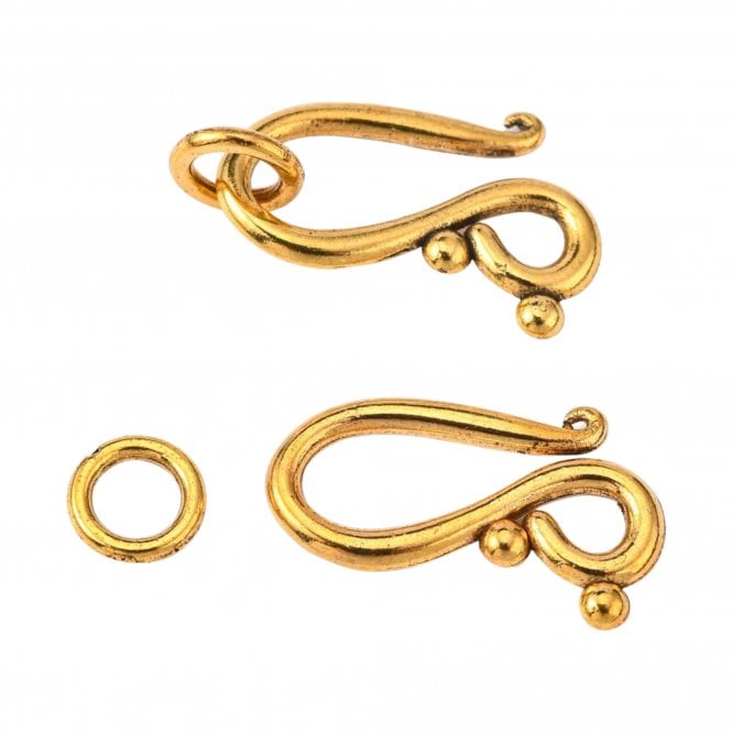 Tibetan Style Hook and Eye Clasp 12x20mm – Gold Colour – 5pcs
