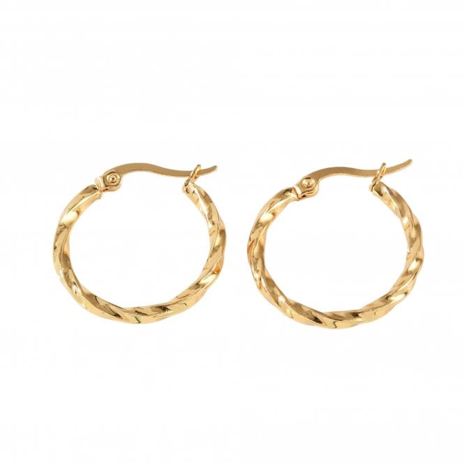 Twisted Hoop Earrings 25mm (2.5mm Gauge) - 201 Stainless Steel Golden - 1 pair