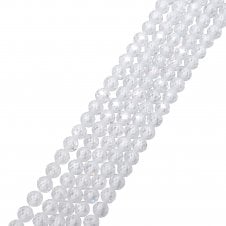 White Cubic Zirconia Faceted Round Beads 3mm - 39cm String