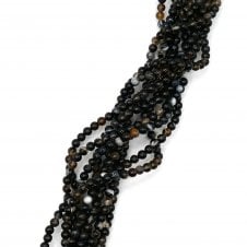 White Stripe Black Agate Plain Round 6mm - 1 String (approx 64 beads)