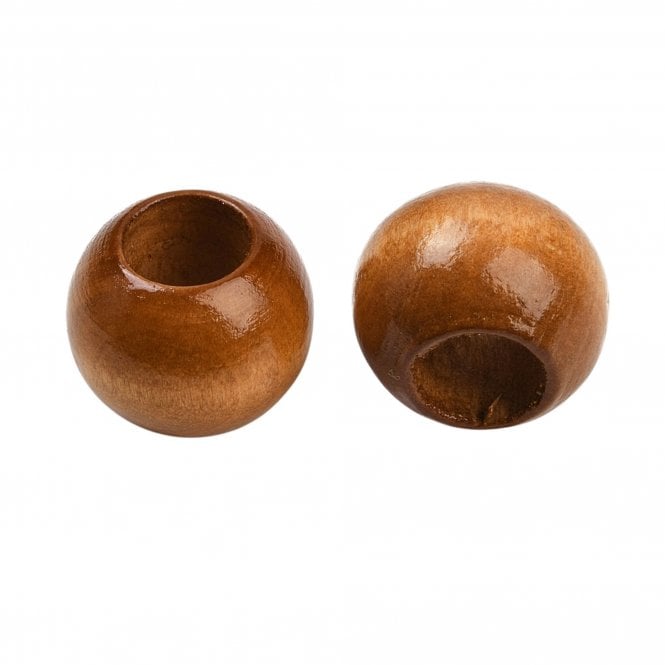 Wooden Beads Round 20mm  - Saddle Brown - 12pcs