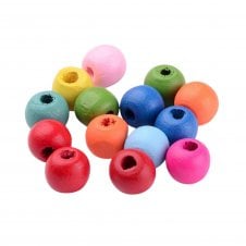 Wooden Dyed Beads Round 10mm - Multicoloured - 100pcs