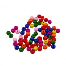Wooden Dyed Beads Round 6mm - Multicoloured - 20g (250 beads apx)