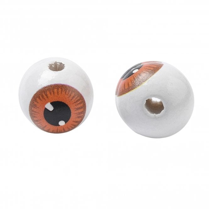 Wooden Eyeball Beads 18mm - Brown - 10pcs