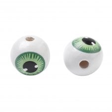 Wooden Eyeball Beads 18mm - Green - 10pcs