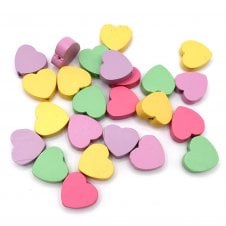 Wooden Natural Maple Heart Beads 16x17mm - Pastels - 20g (25 beads apx)