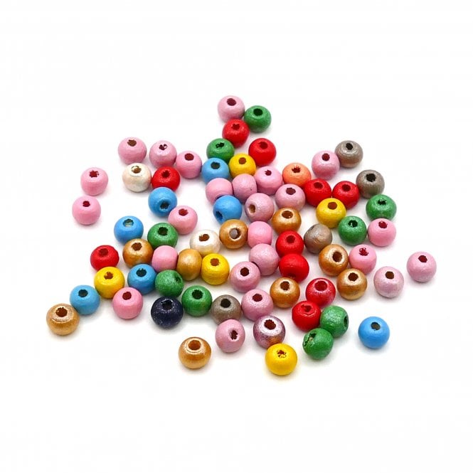Wooden Spray Painted Donut Beads 6X4mm - Multicoloured - 5g (70 beads apx)