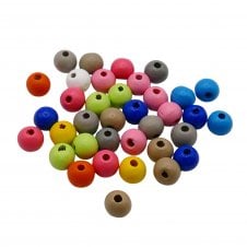 Wooden Spray Painted Round Beads 10mm - Multicoloured - 20g (60 beads apx)